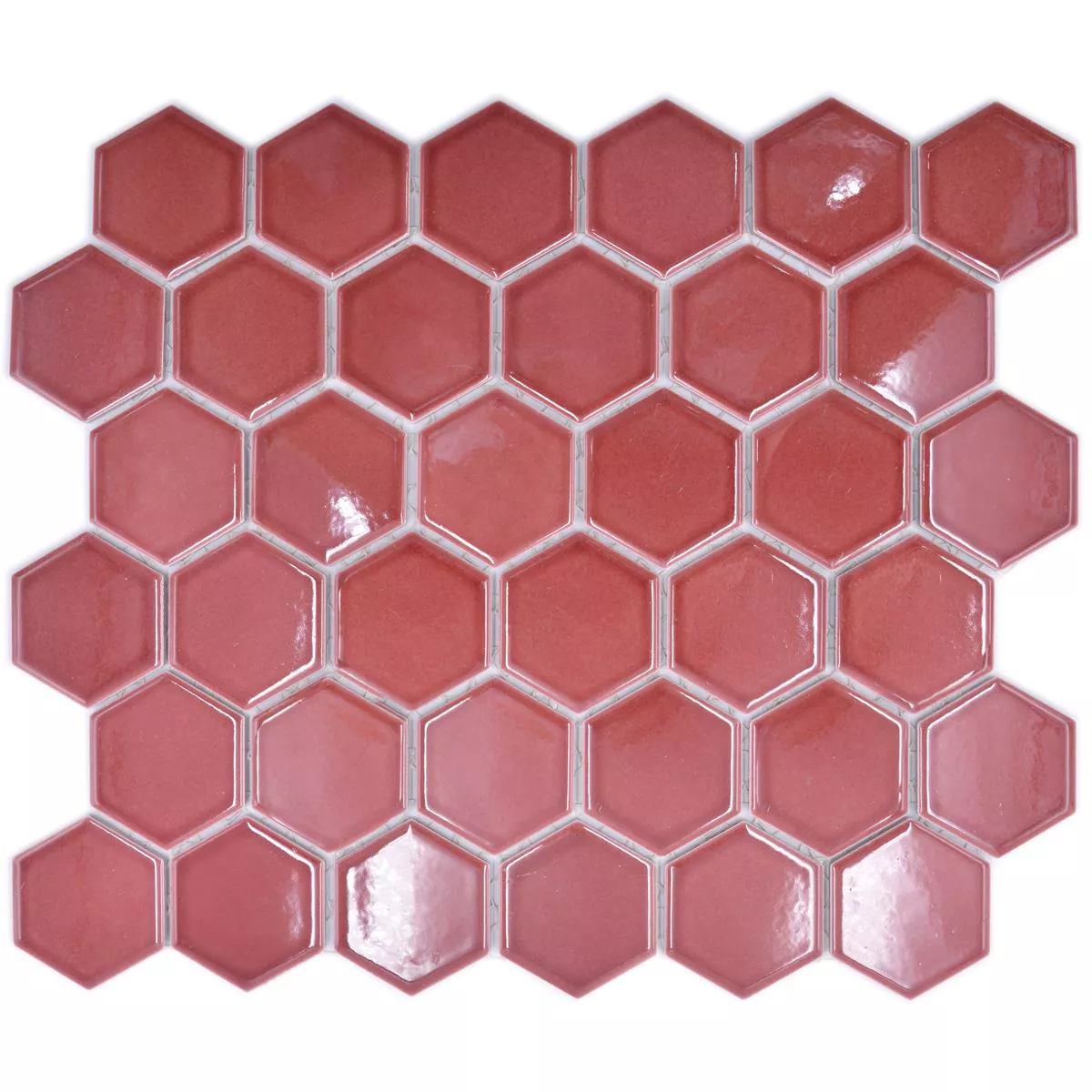Mosaico Cerámico Salomon Hexagonales Bordeaux Rojo H51