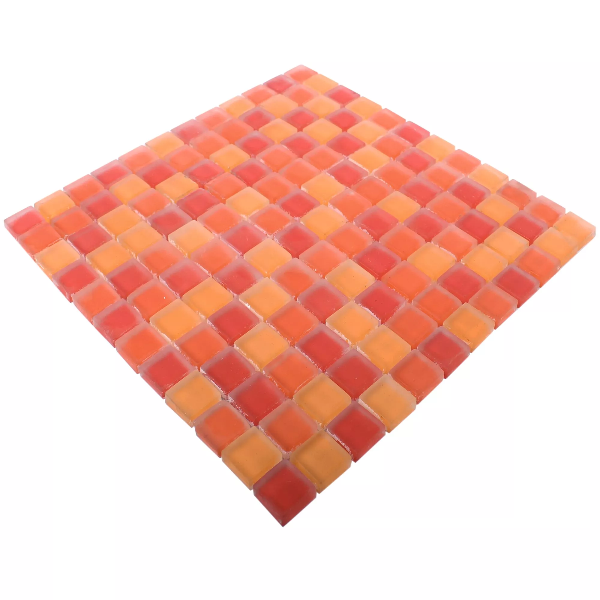 Muestra Mosaico De Cristal Azulejos Blossom Rojo Naranja Mezcla Mate