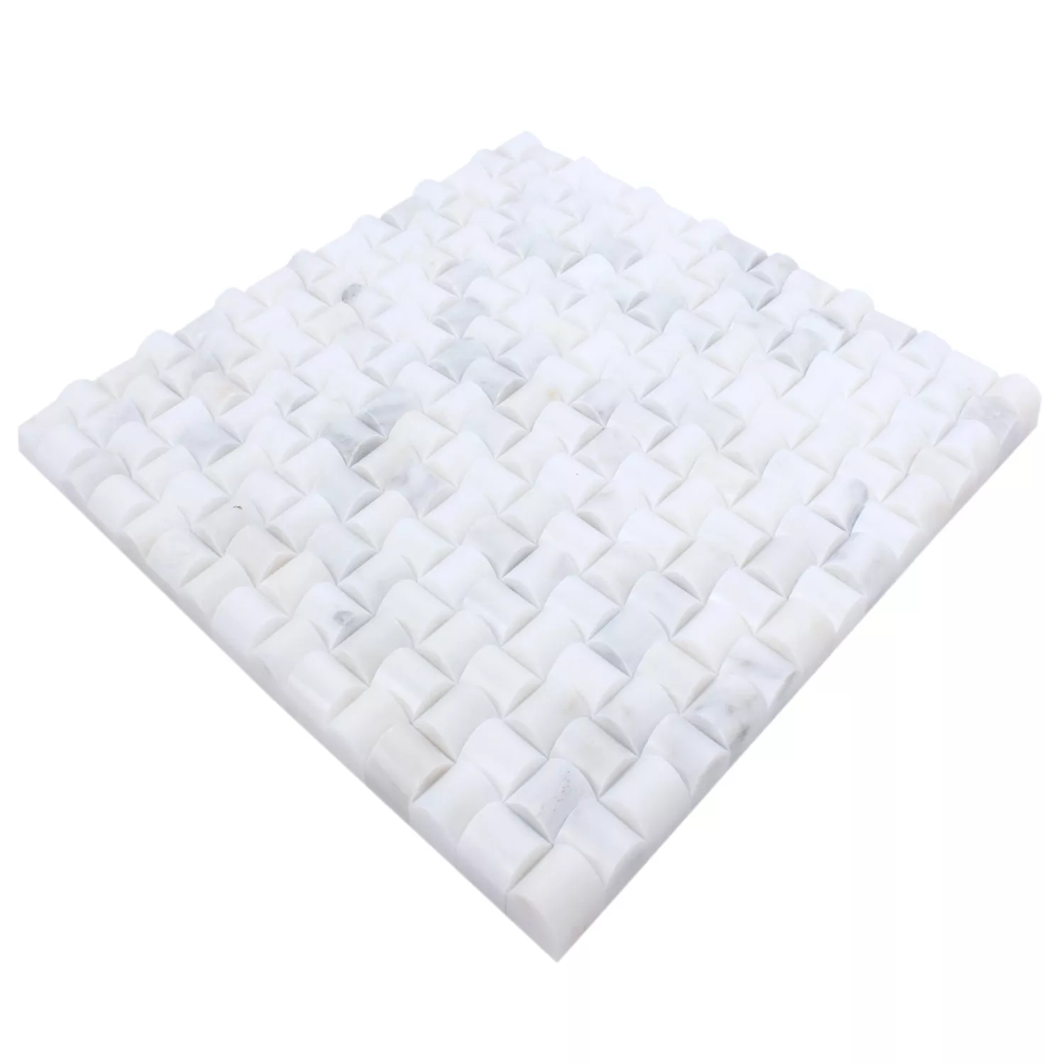 Azulejos De Mosaico Piedra Natural Everest 3D Blanco