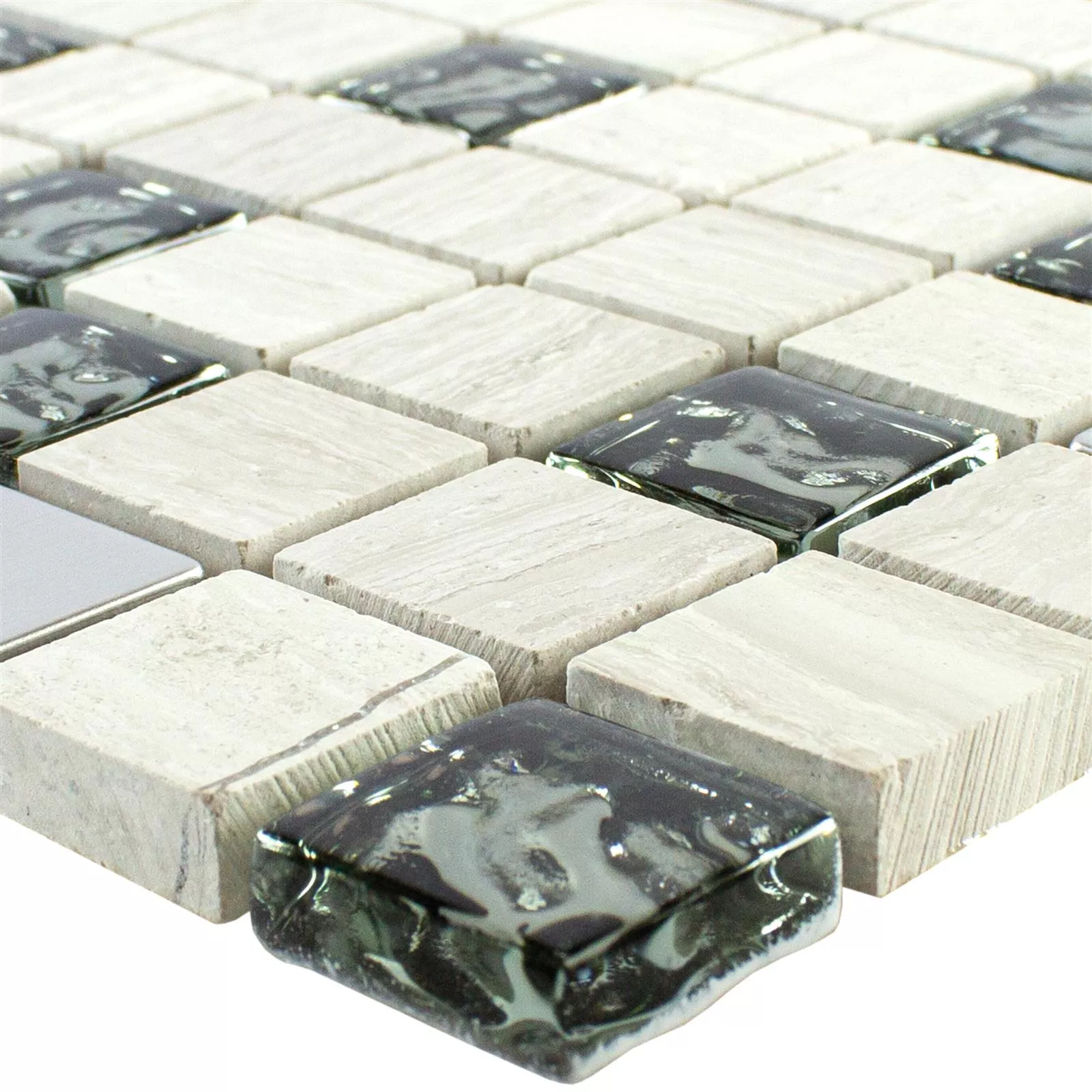 Cristal Piedra Natural Metal Azulejos De Mosaico Fulda Gris Plateado