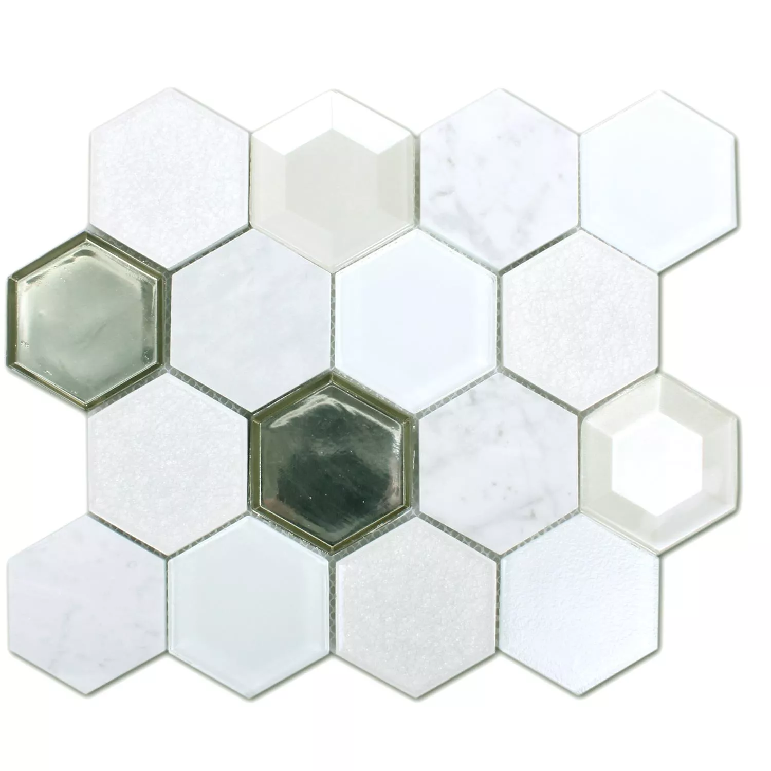 Muestra Azulejos De Mosaico Concrete Cristal Piedra Natural 3D Blanco