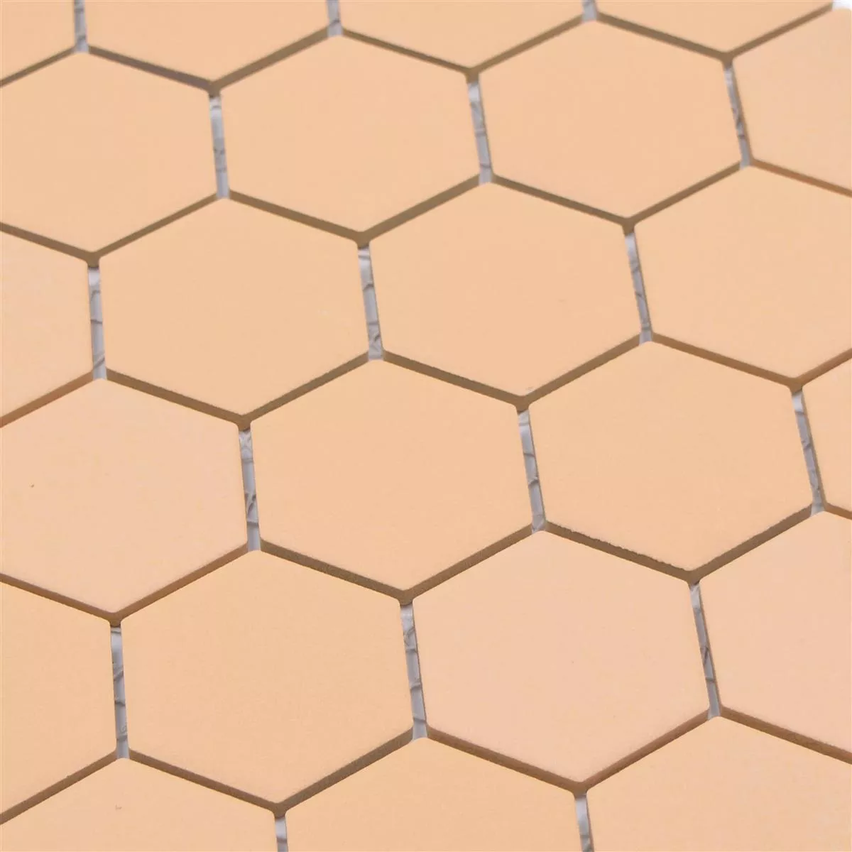 Mosaico Cerámico Bismarck R10B Hexagonales Ocre Naranja H51