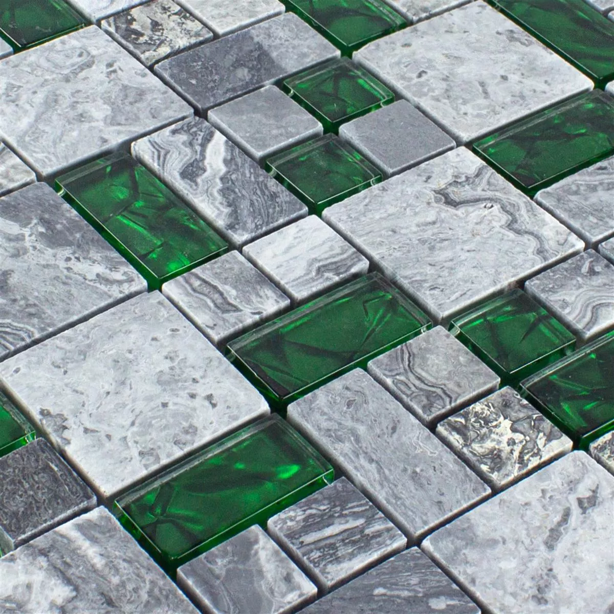 Muestra Vidrio Piedra Natural Mosaico Azulejos Sinop Gris Verde 2 Mix