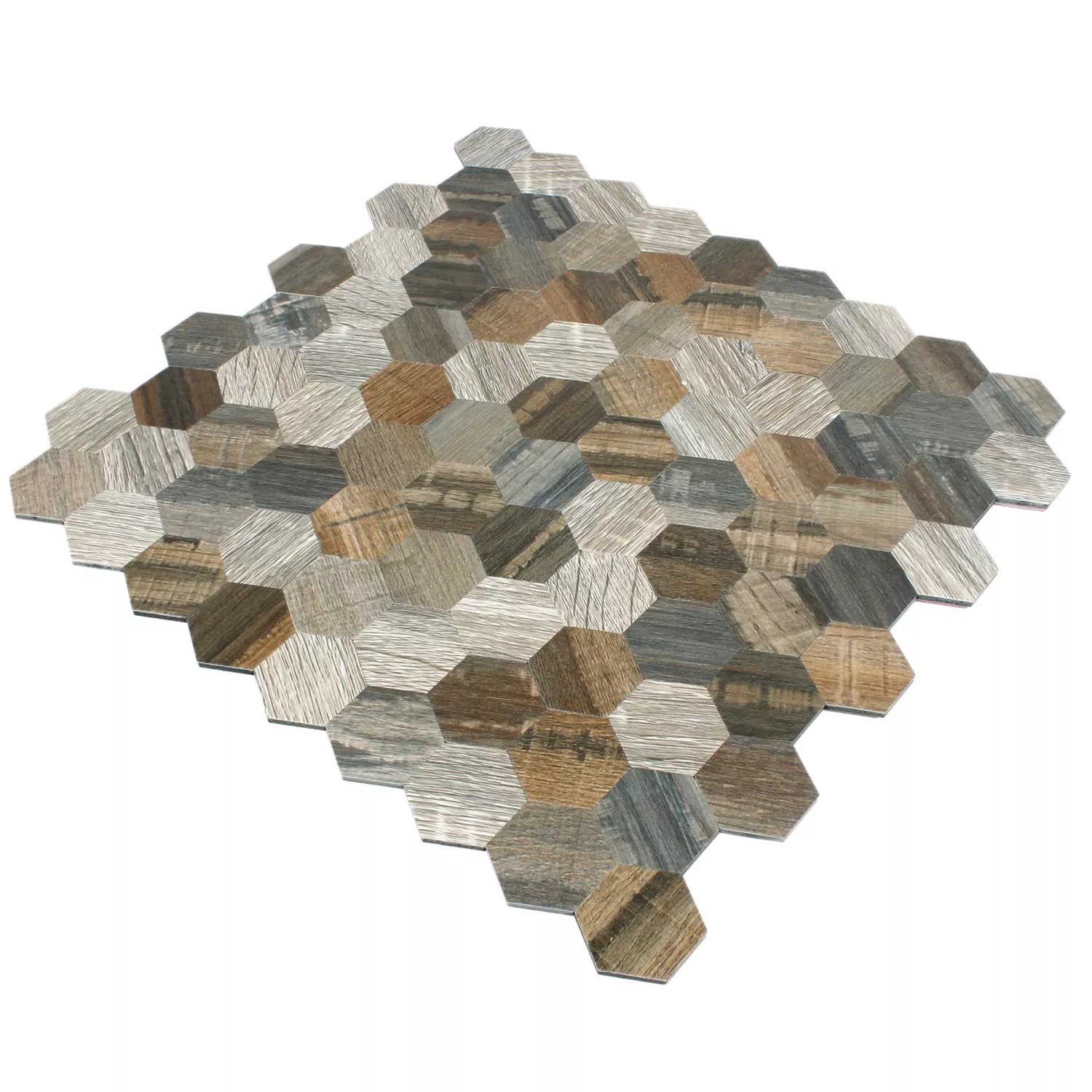 Muestra Azulejos De Mosaico Aspecto De Madera Metal Hexagonales Autoadhesivo Morelia