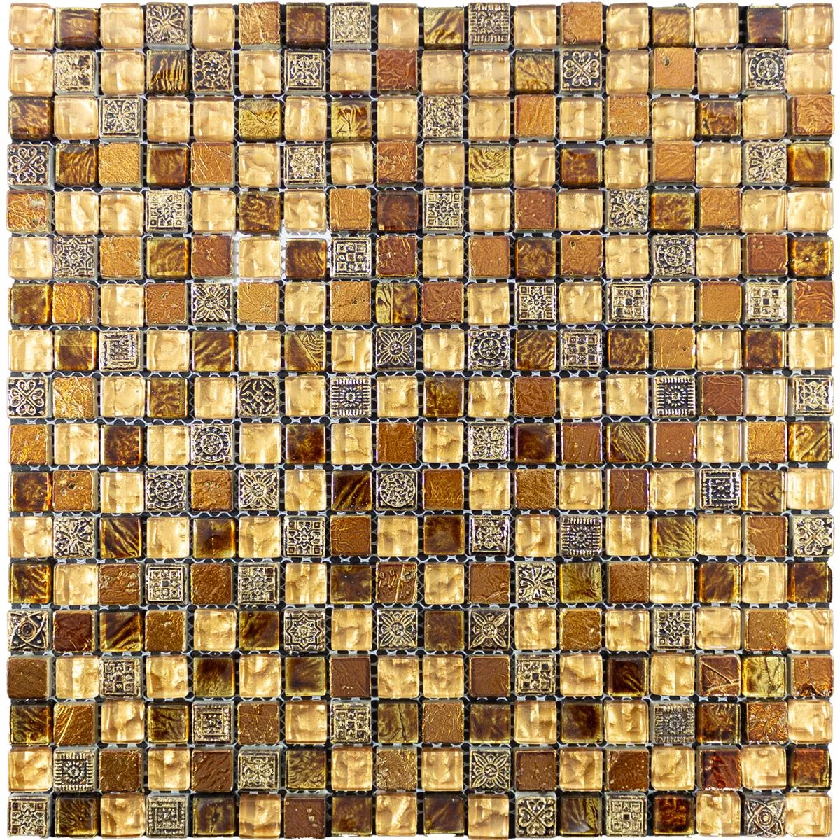 Cristal Mármol Azulejos De Mosaico Majestic Marrón Oro