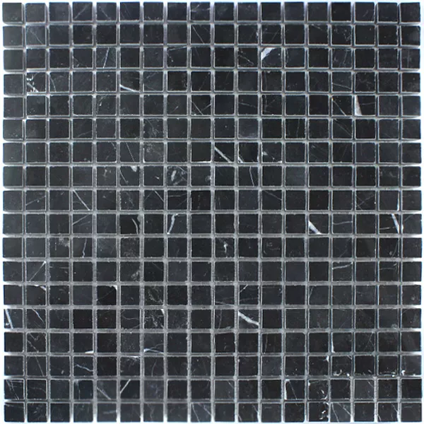Azulejos De Mosaico Mármol 15x15x8mm Negro Pulido