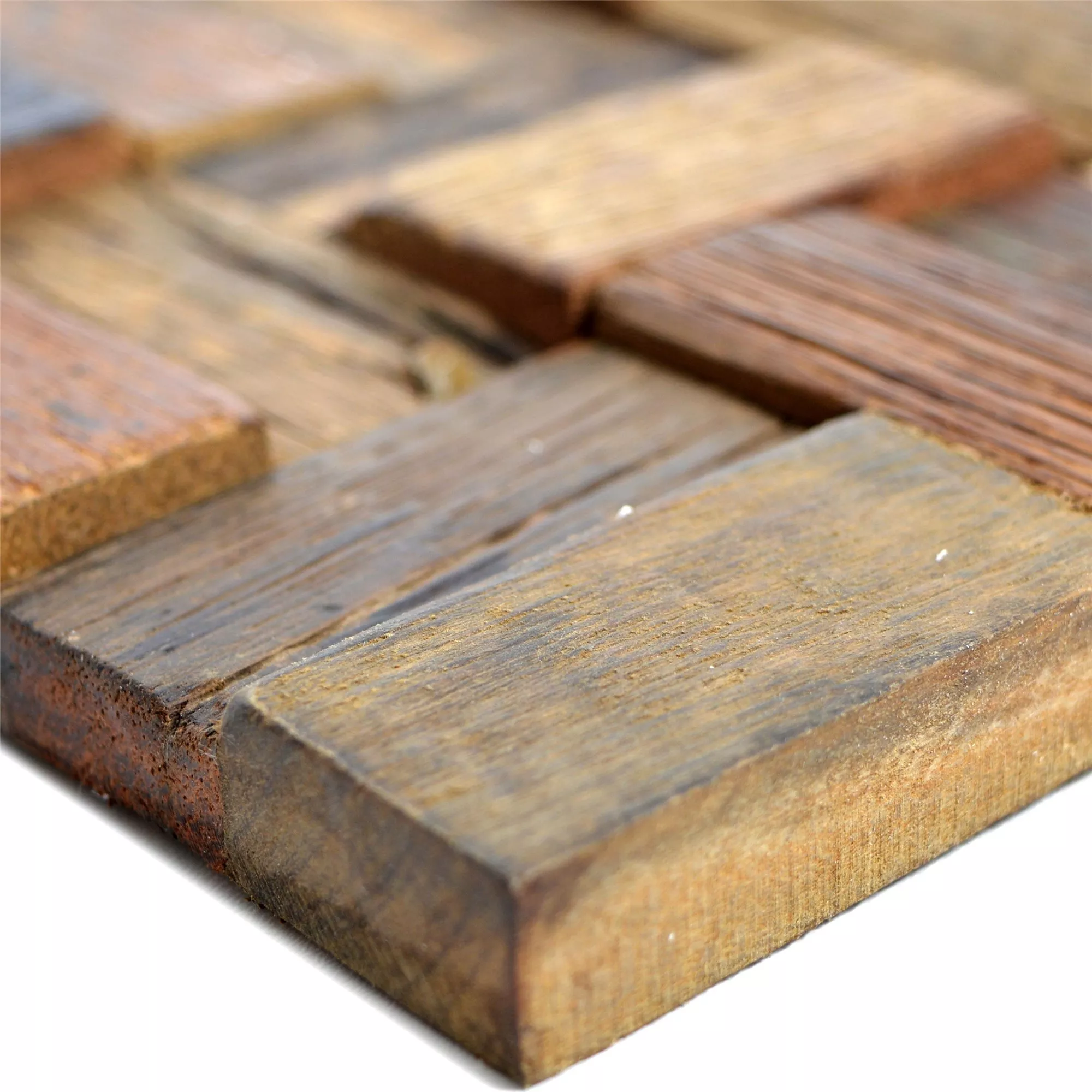 Mosaico De Madera Bredon 3D Marrón Rectángulo Mosaico De Madera Bredon 3D Marrón Rectángulo