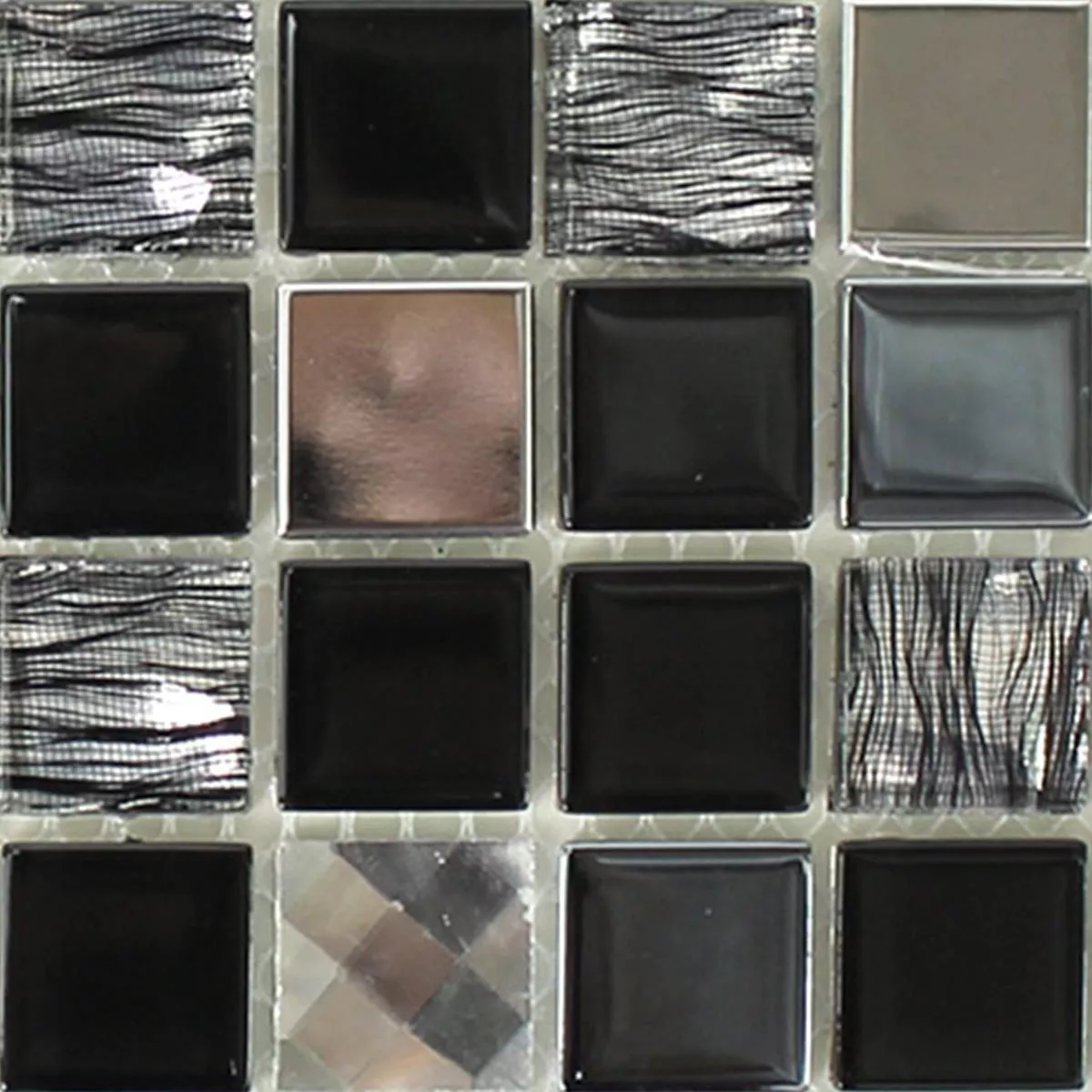 Muestra Autoadhesivoe Azulejos De Mosaico Negro Plateado