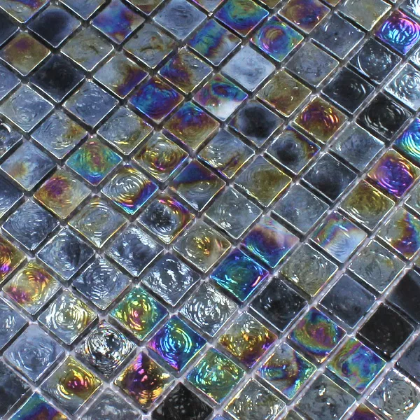 Muestra Azulejos De Mosaico Cristal Efecto Petrol Black