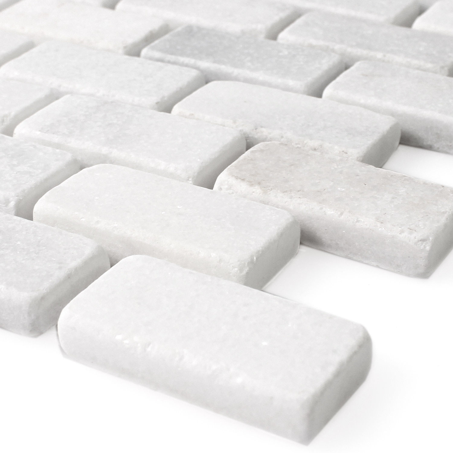 Azulejos De Mosaico Mármol Piedra Natural Treviso Brick Blanco