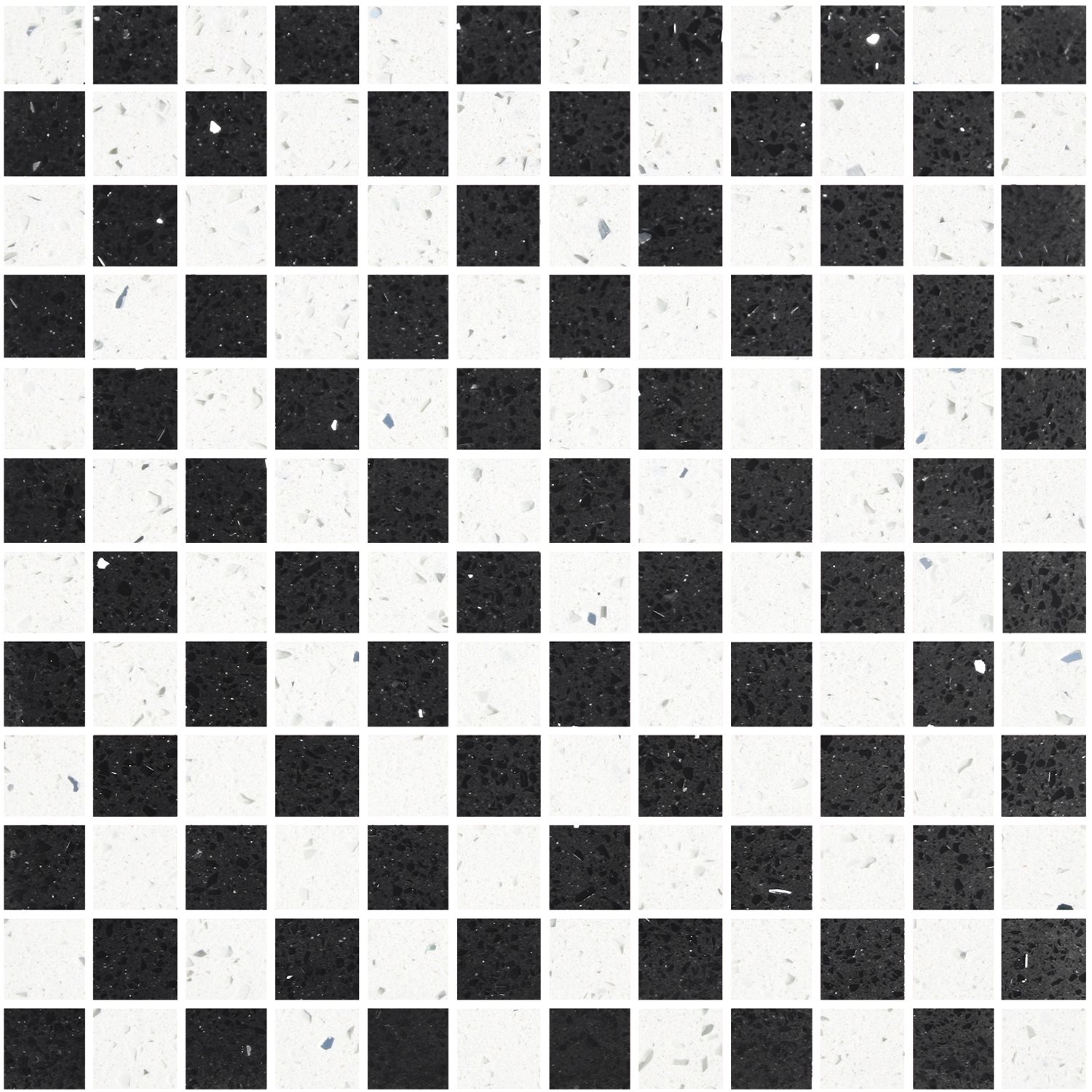 Azulejos De Mosaico Cuarzo Composite Negro Blanco 23
