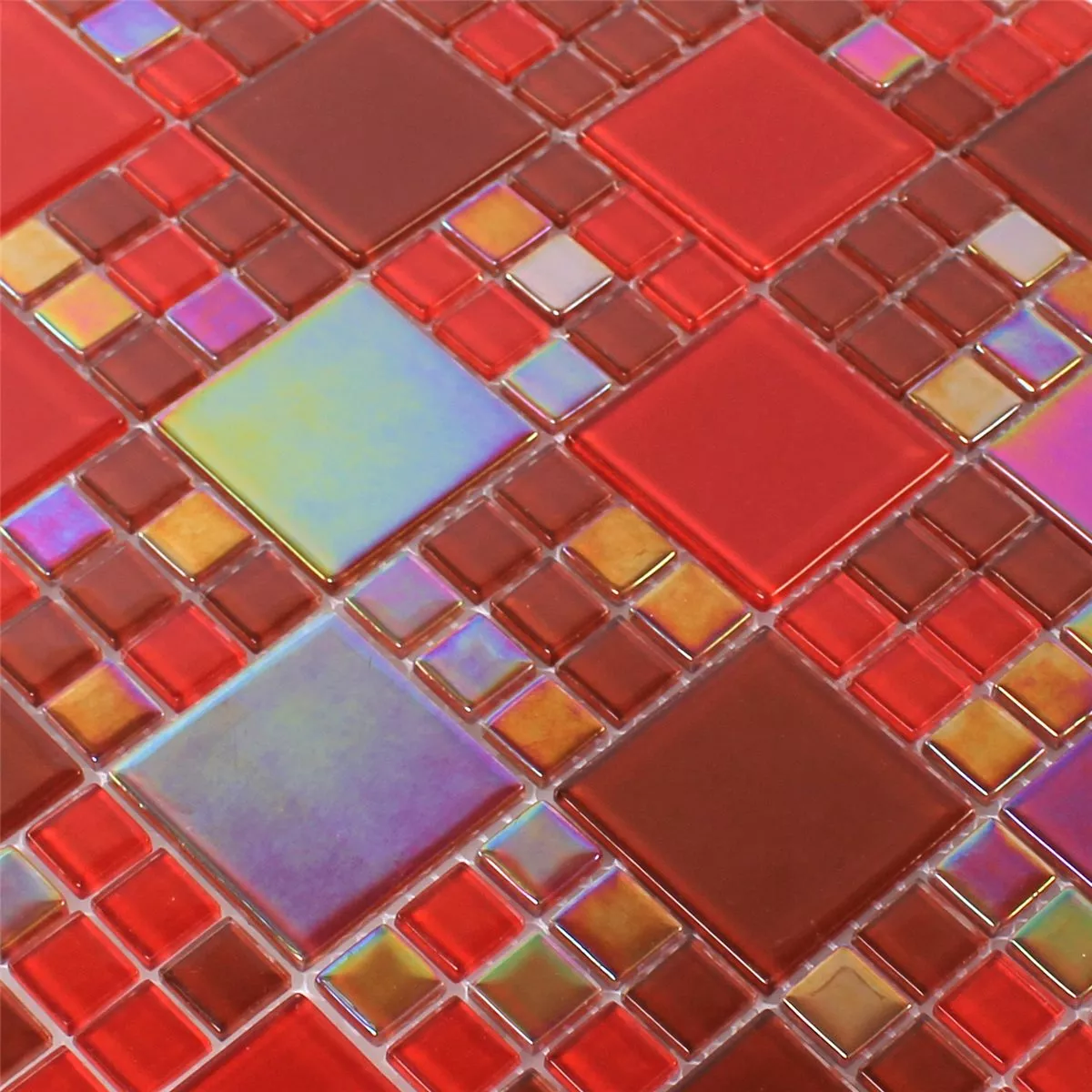 Muestra Azulejos De Mosaico Cristal Rojo Elox