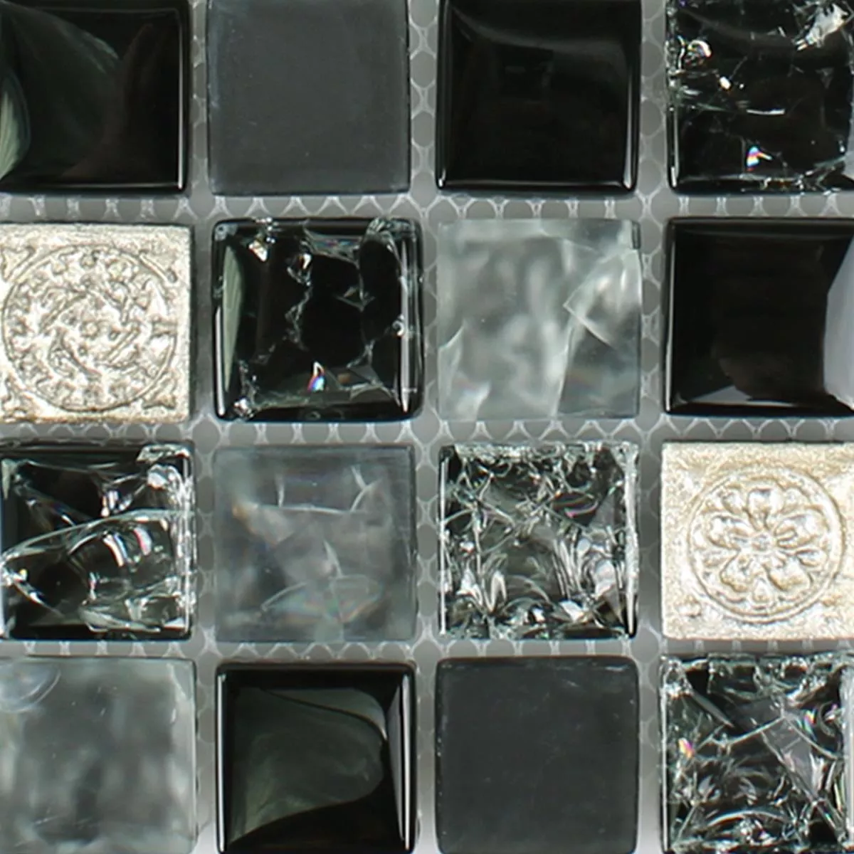 Muestra Cristal Resina Azulejos De Mosaico Bogardus Negro Mezcla