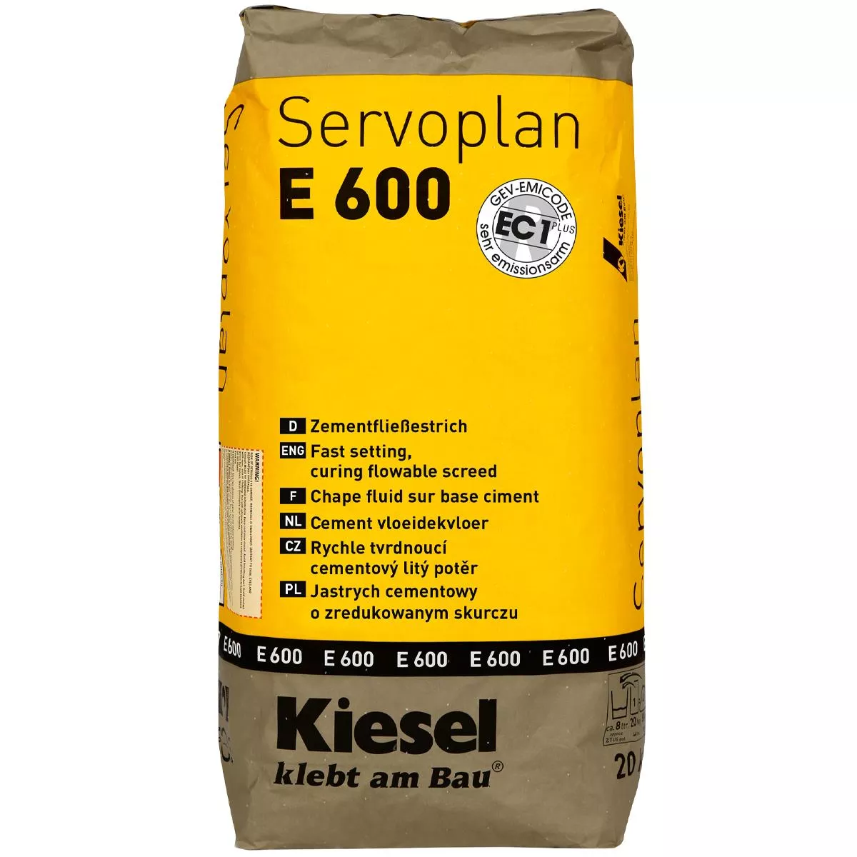 Solera fluida de cemento Kiesel Servoplan E 600 20 kg Solera fluida de cemento Kiesel Servoplan E 600 20 kg