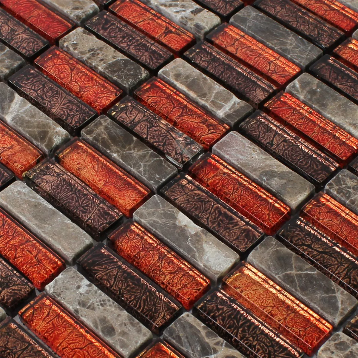Azulejos De Mosaico Piedra Natural Cristal Rojo Marrón Stick