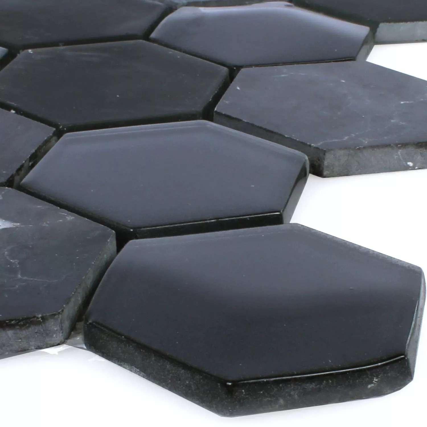 Azulejos De Mosaico Cristal Piedra Natural Hexagonales Negro 3D