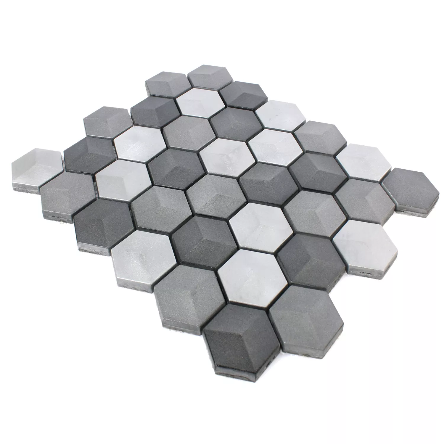 Muestra Azulejos De Mosaico Hexagonales Kandilo Negro Plateado