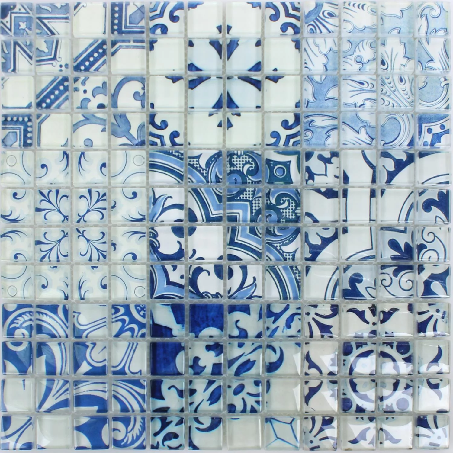 Muestra Azulejos De Mosaico Cristal Inspiration Azul