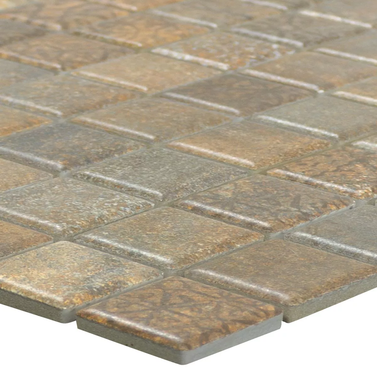 Mosaico Cerámico Azulejos Lusco Aspecto Metálico Óxido Marrón Mosaico Cerámico Azulejos Lusco Aspecto Metálico Óxido Marrón