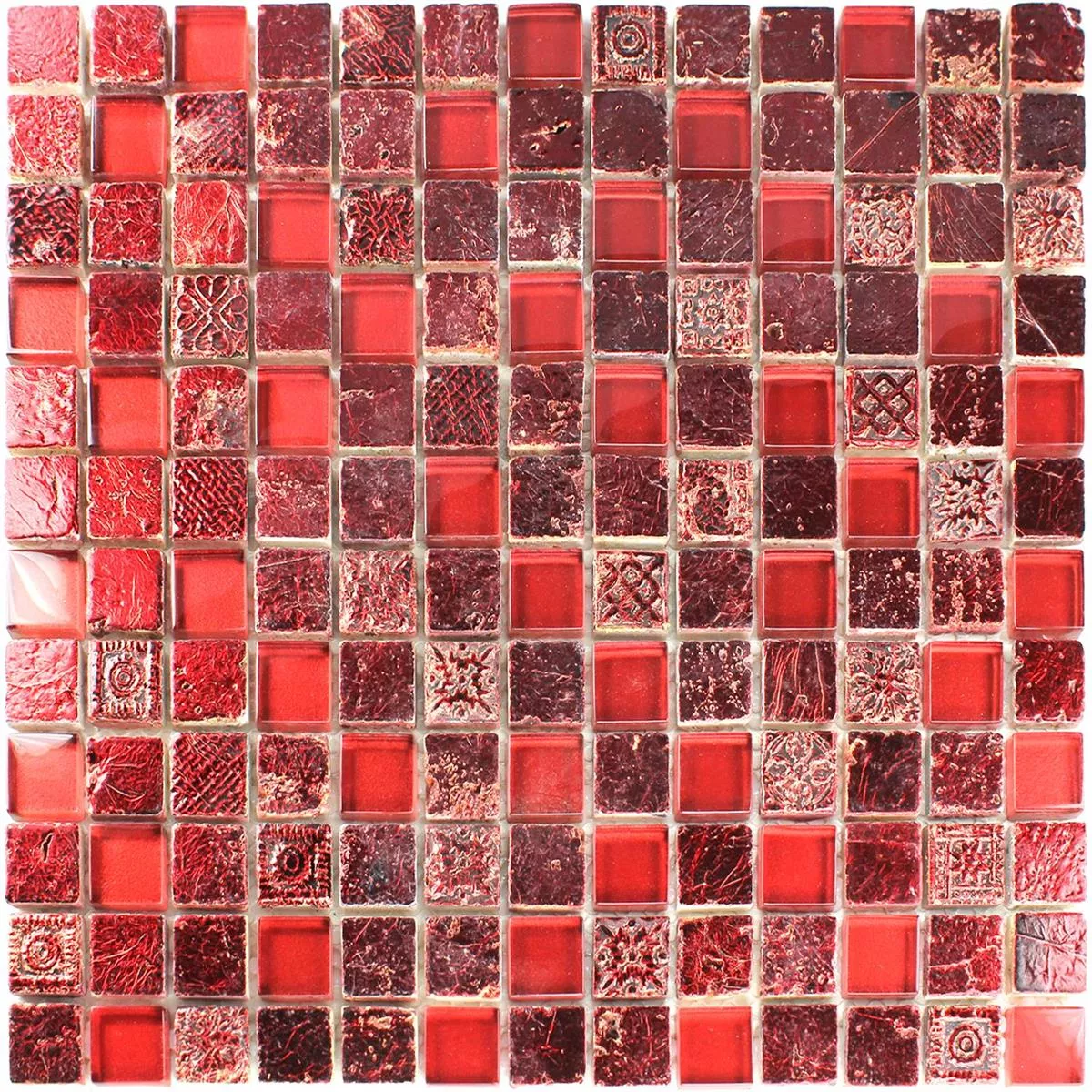 Azulejos De Mosaico Cristal Caliza Mármol Lava Rojo Duo