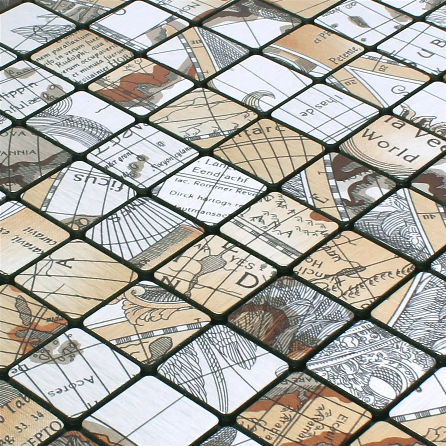 Azulejos De Mosaico Metal Autoadhesivo Pinta Mapa Del Mundo Plateado