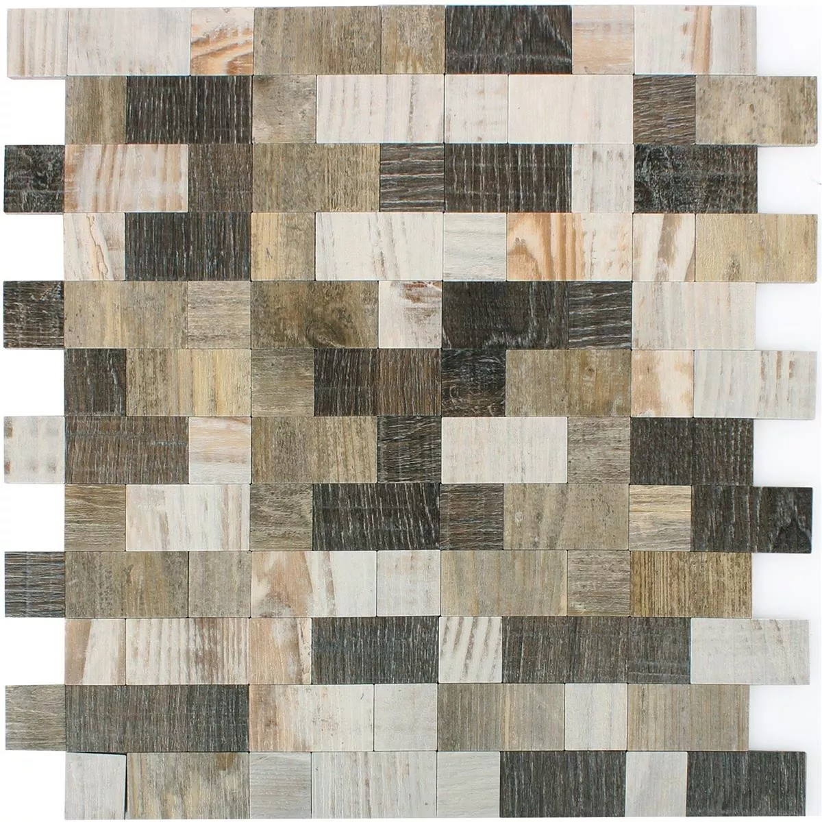 Muestra Azulejos De Mosaico Autoadhesivo Aspecto De Madera Arkansas Marrón Beige