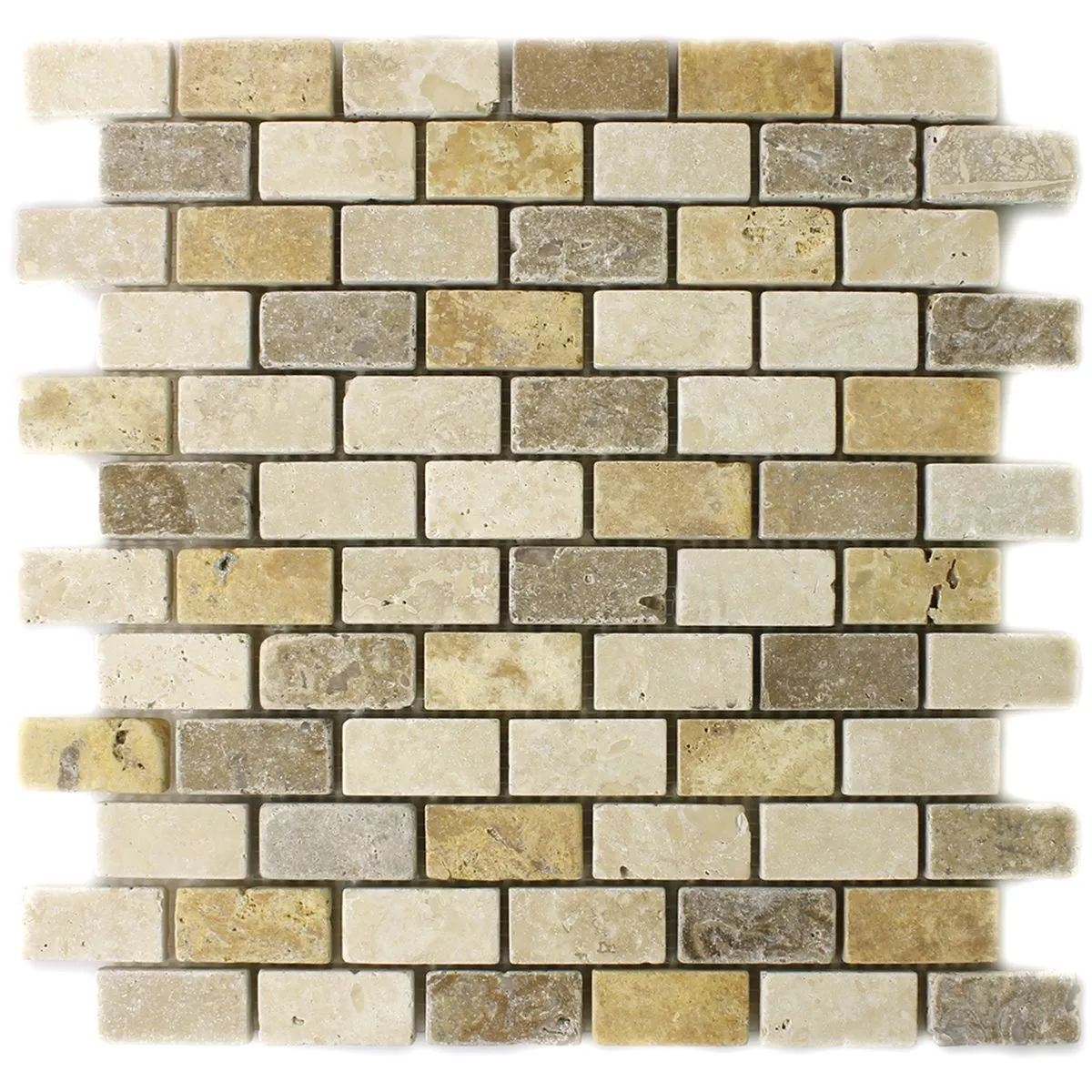 Muestra Azulejos De Mosaico Travertino Marrón Beige Rojo