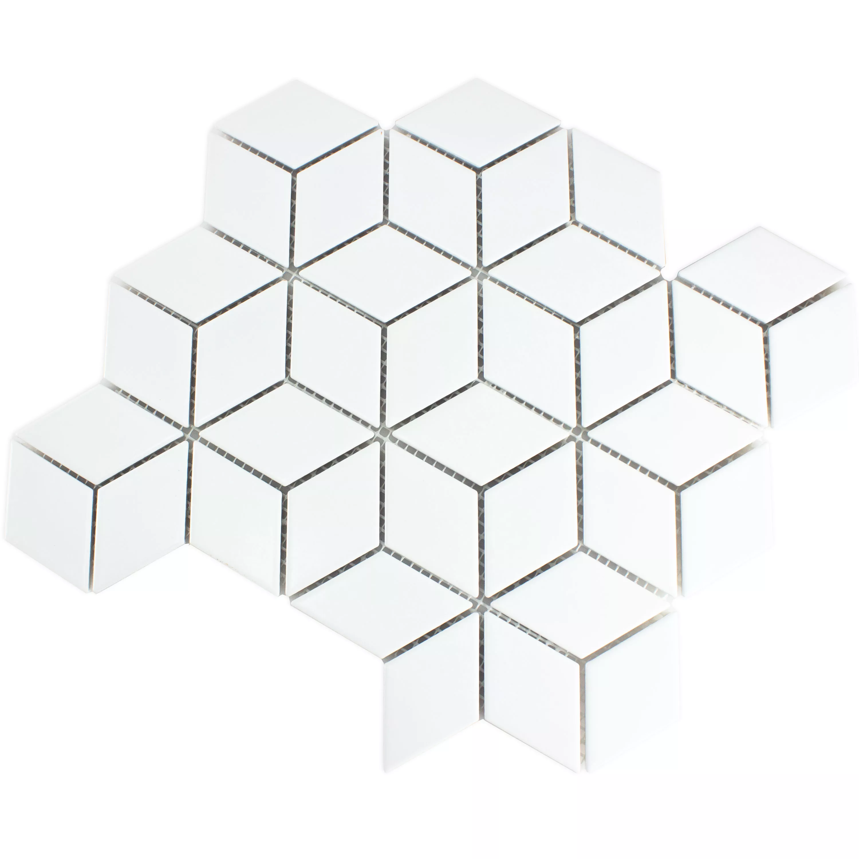 Muestra Cerámica Azulejos De Mosaico Cavalier 3D Cubo Mate Blanco