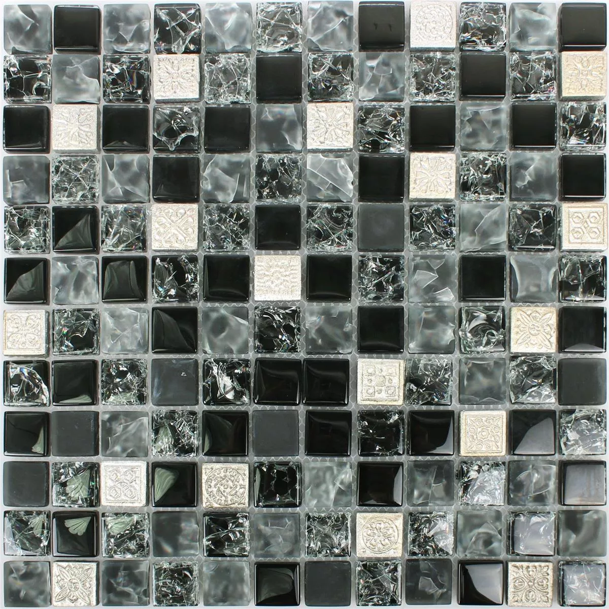 Cristal Resina Azulejos De Mosaico Bogardus Negro Mezcla