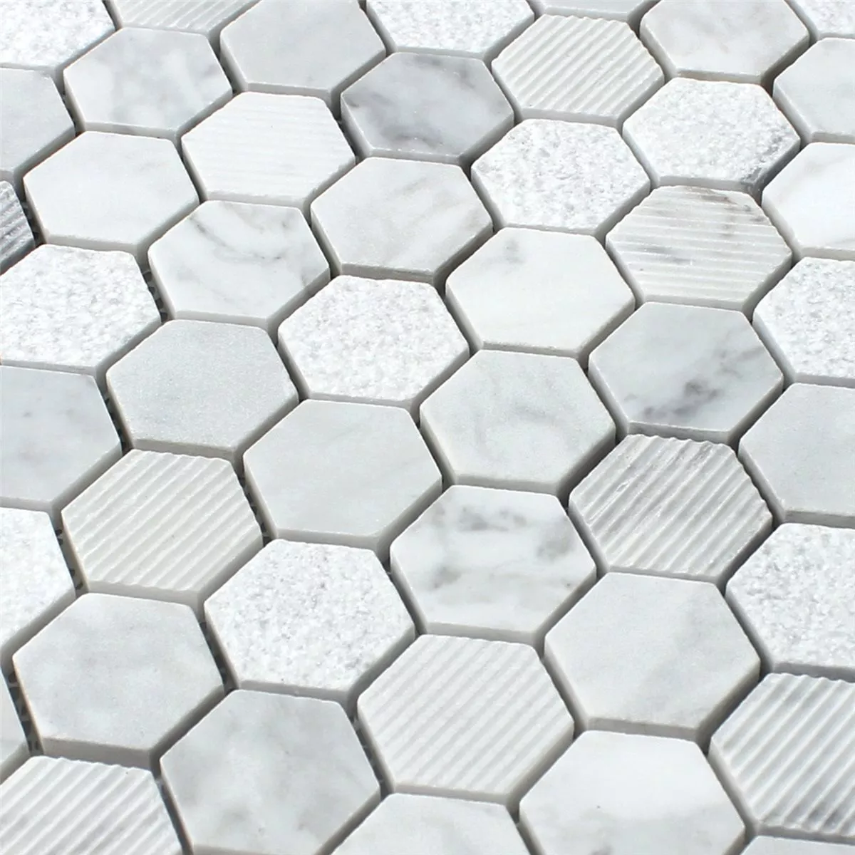 Azulejos De Mosaico Hexagonales Piedra Natural Carrara Blanco