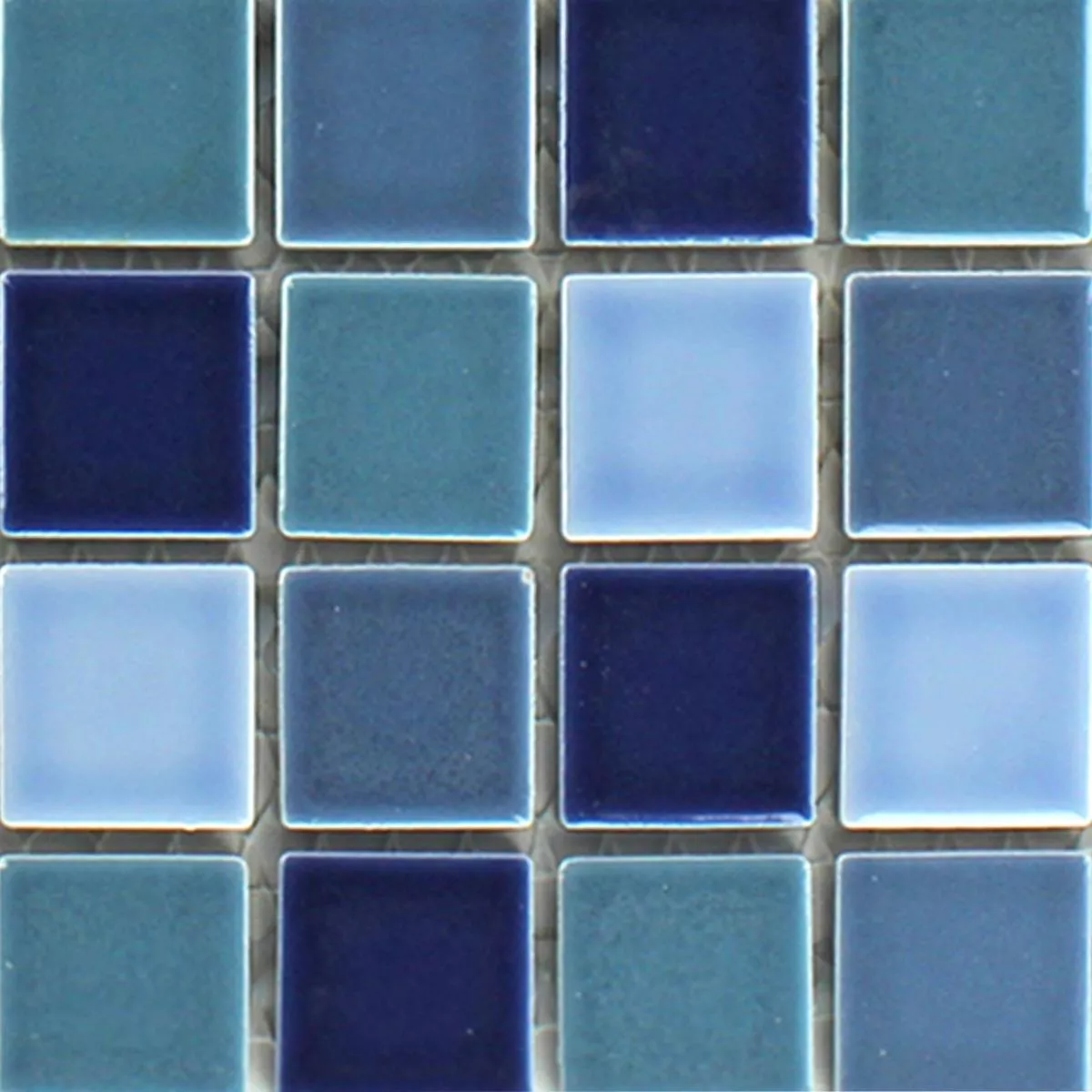 Muestra Azulejos De Mosaico Cerámica Bodaway Azul Mezcla Brillante