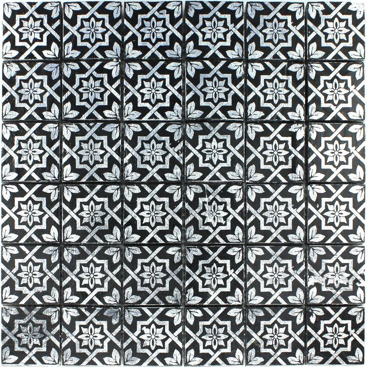 Muestra Azulejos De Mosaico Pizarra Óptica Platino Negro