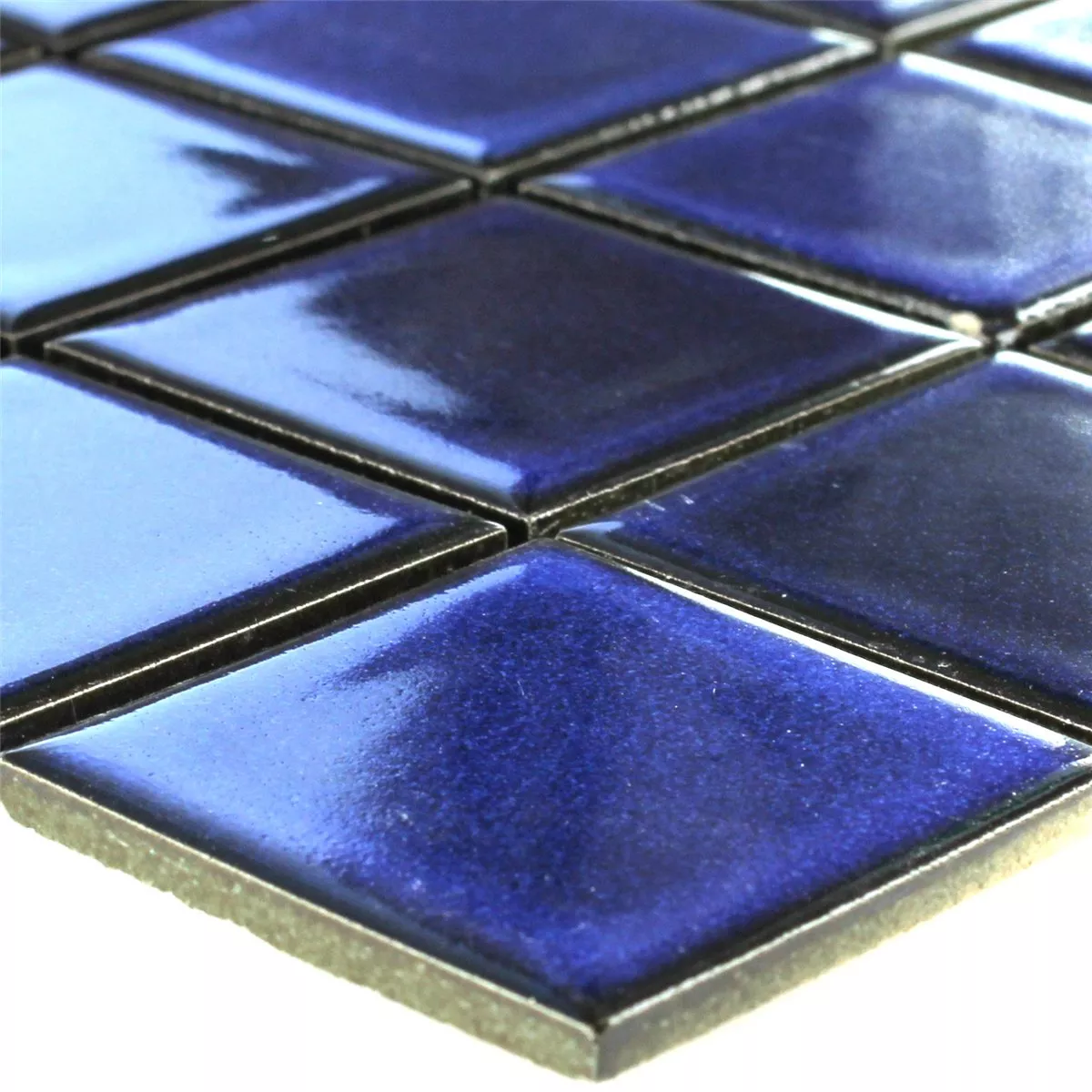 Muestra Azulejos De Mosaico Cerámicaespejo Azul Uni