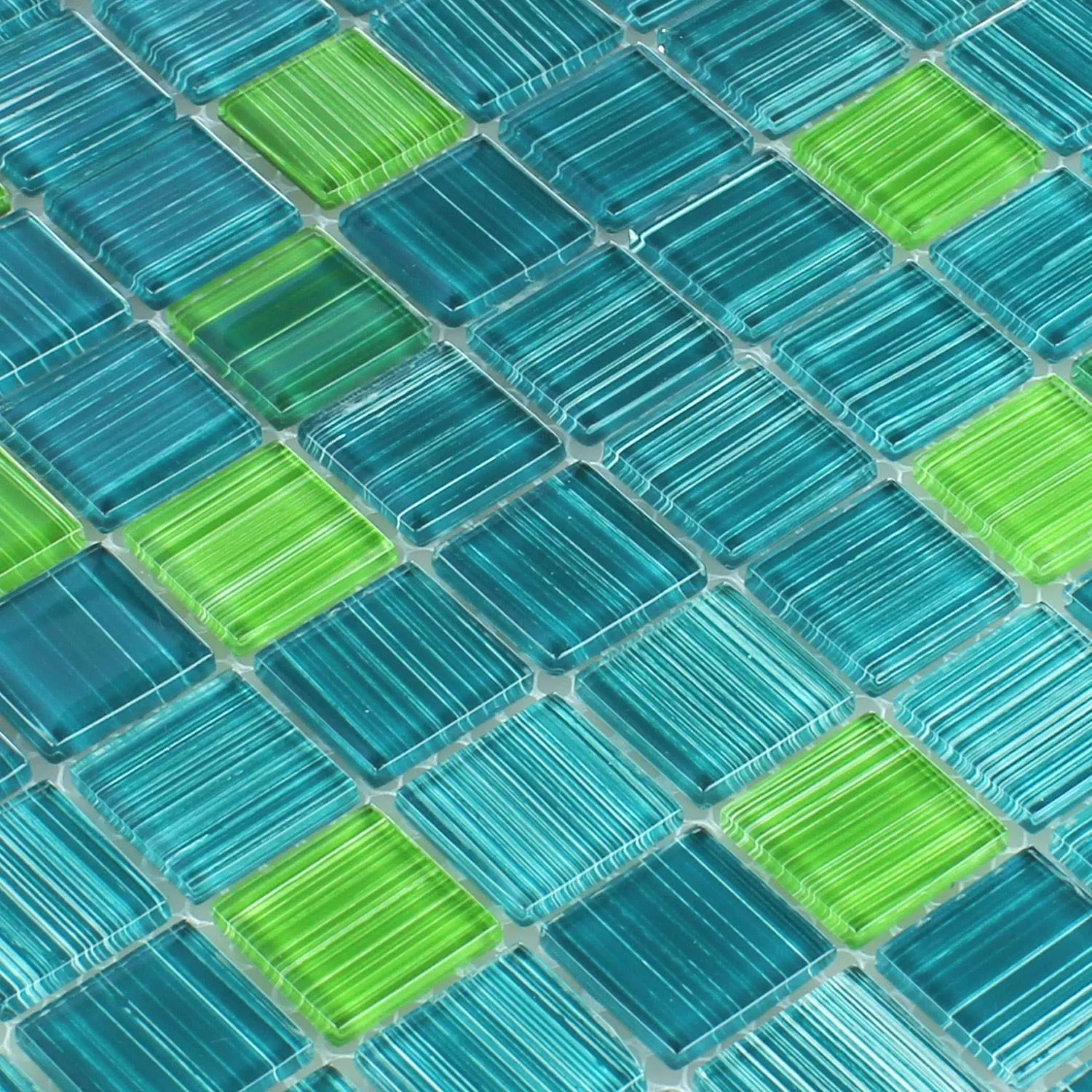 Azulejos De Mosaico Rayado Cristal Verde Mezcla