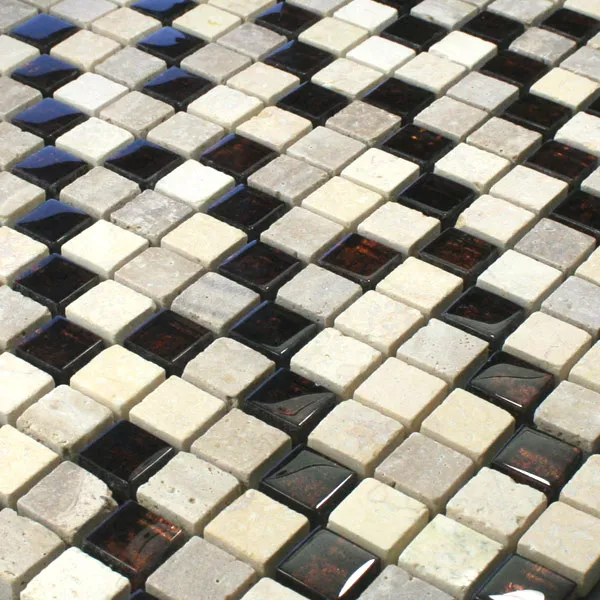 Azulejos De Mosaico Cristal Mármol Metal 15x15x8mm Beige