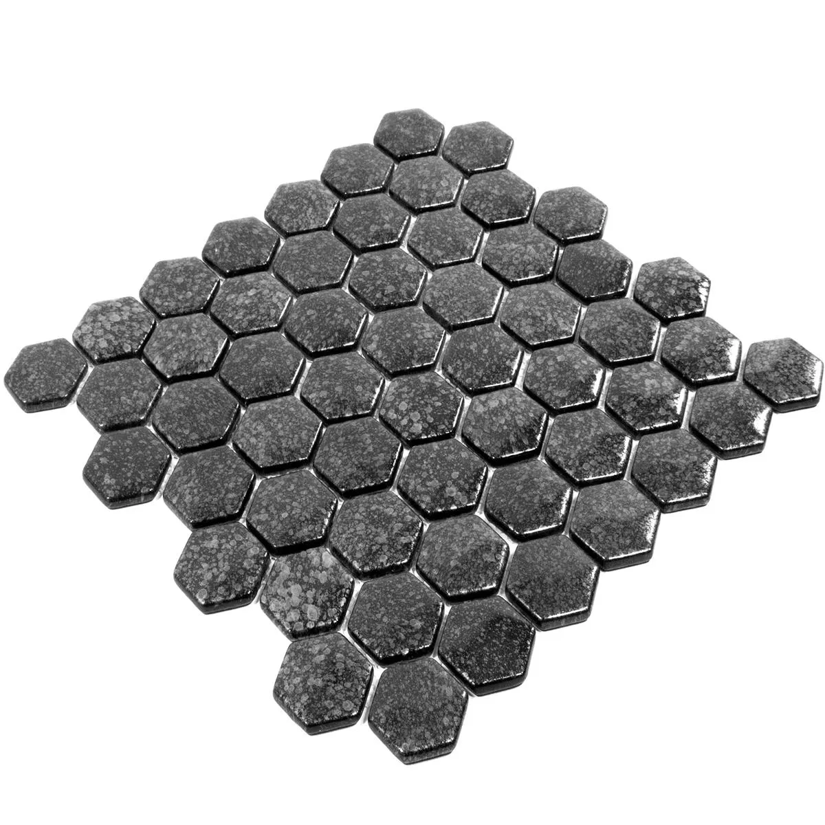 Muestra Mosaico de Cristal Azulejos Leopard Hexagonales 3D Gris