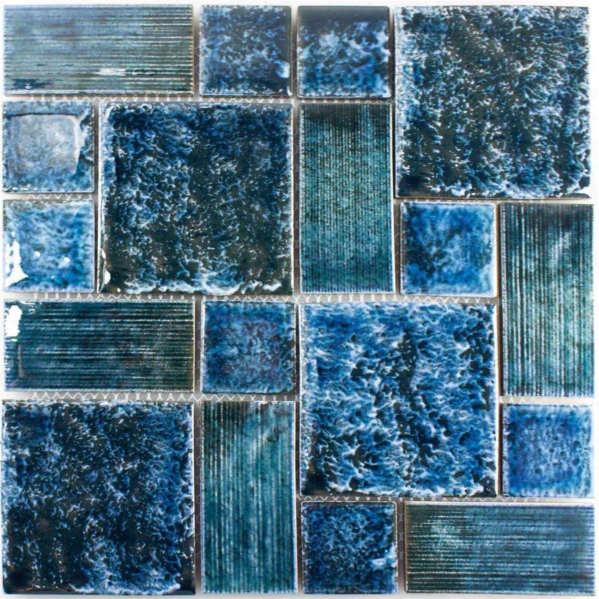 Muestra Cerámica Azulejos De Mosaico Bangor Brillante Turquesa Mix