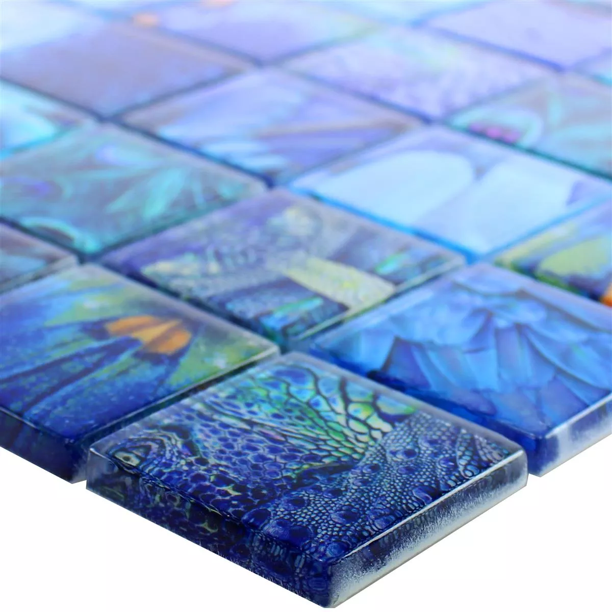 Mosaico De Cristal Azulejos Peafowl Azul