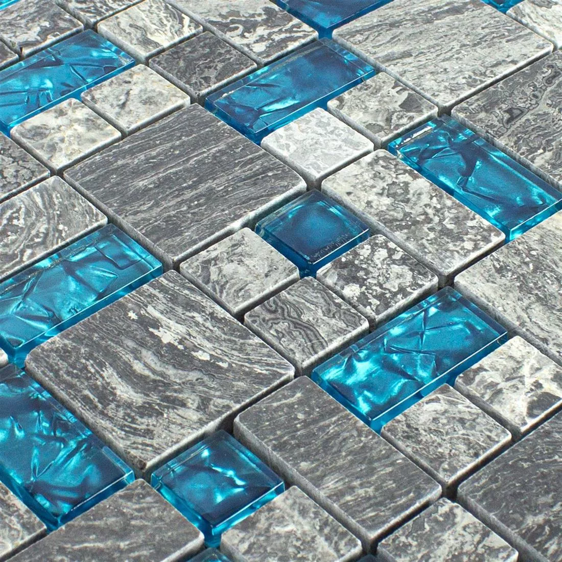 Mosaico de Cristal Azulejos De Piedra Natural Manavgat Gris Azul 2 Mix