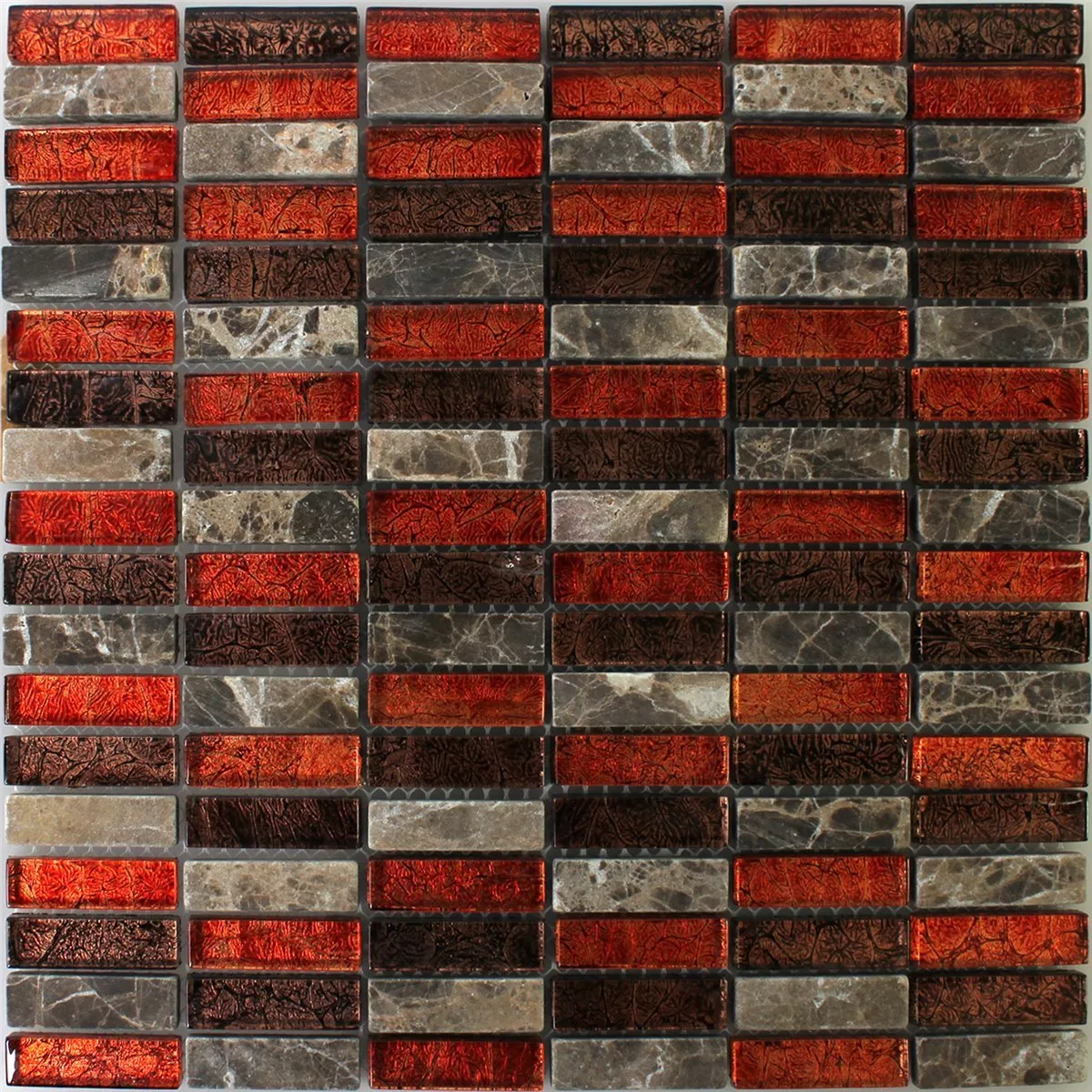 Azulejos De Mosaico Piedra Natural Cristal Rojo Marrón Stick