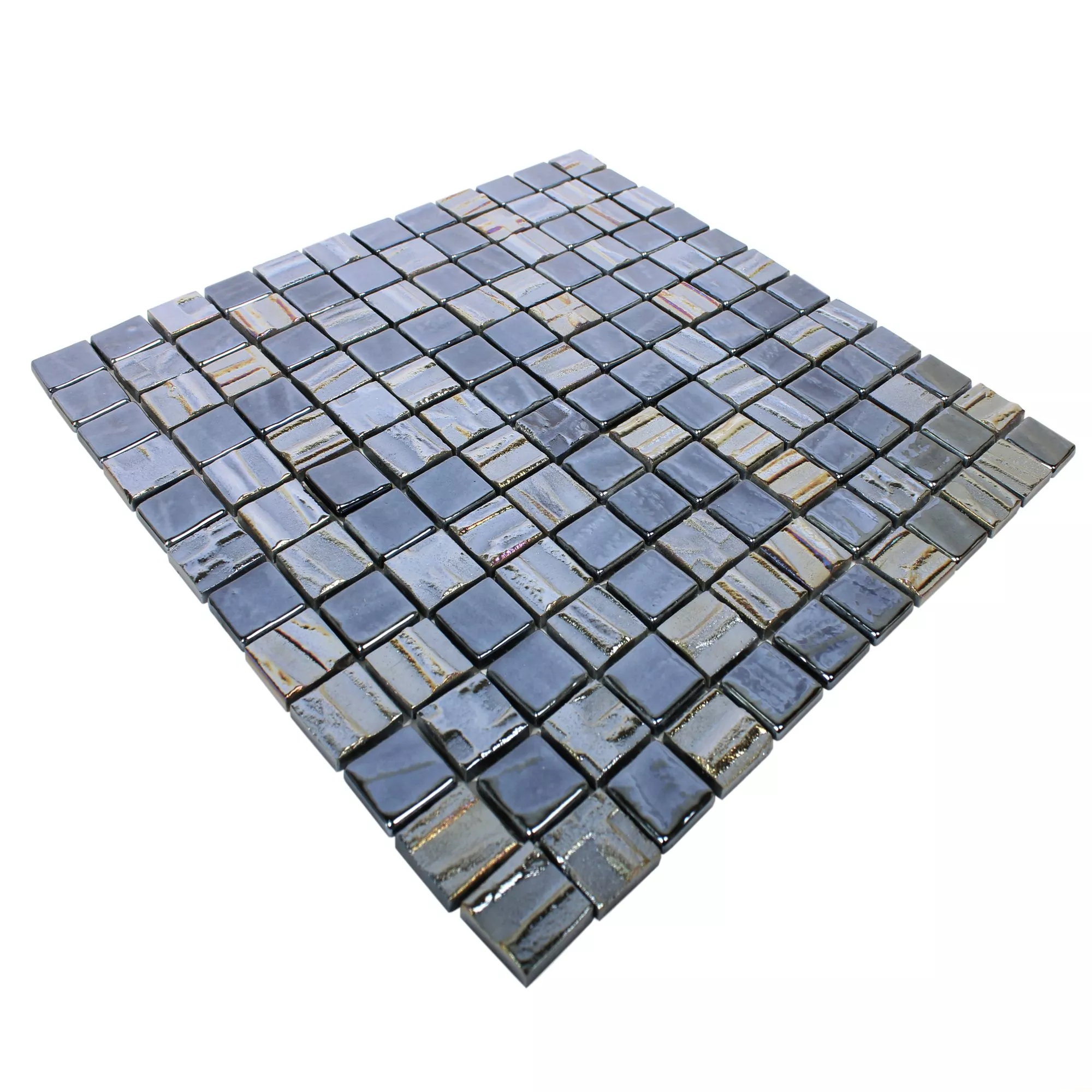 Mosaico De Cristal Azulejos Presley Negro Metálico