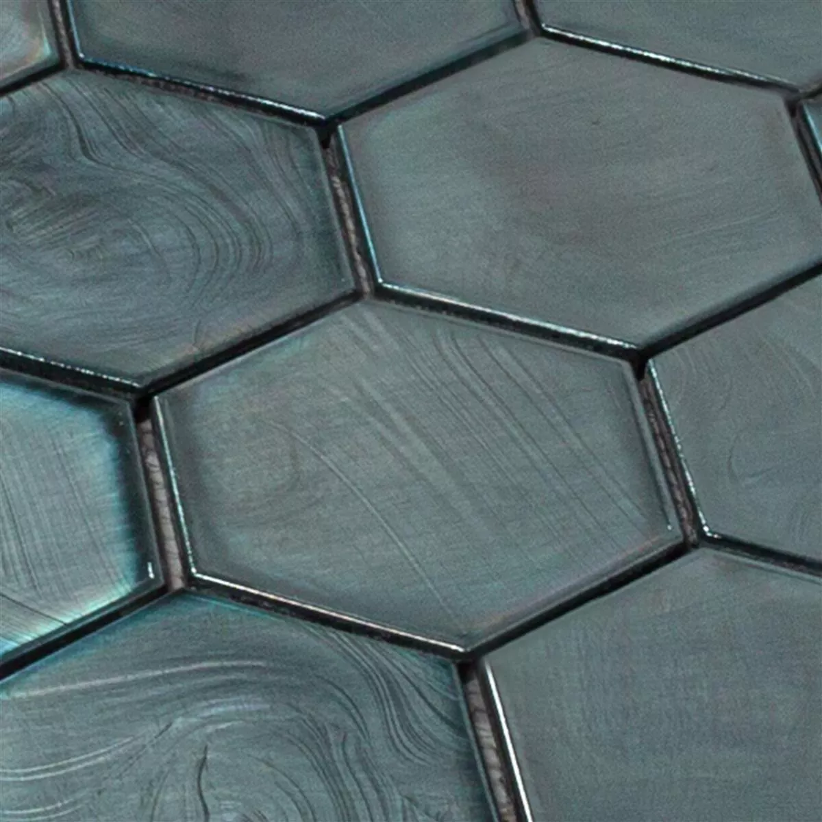 Muestra Mosaico de Cristal Azulejos Andalucia Hexagonales Negro