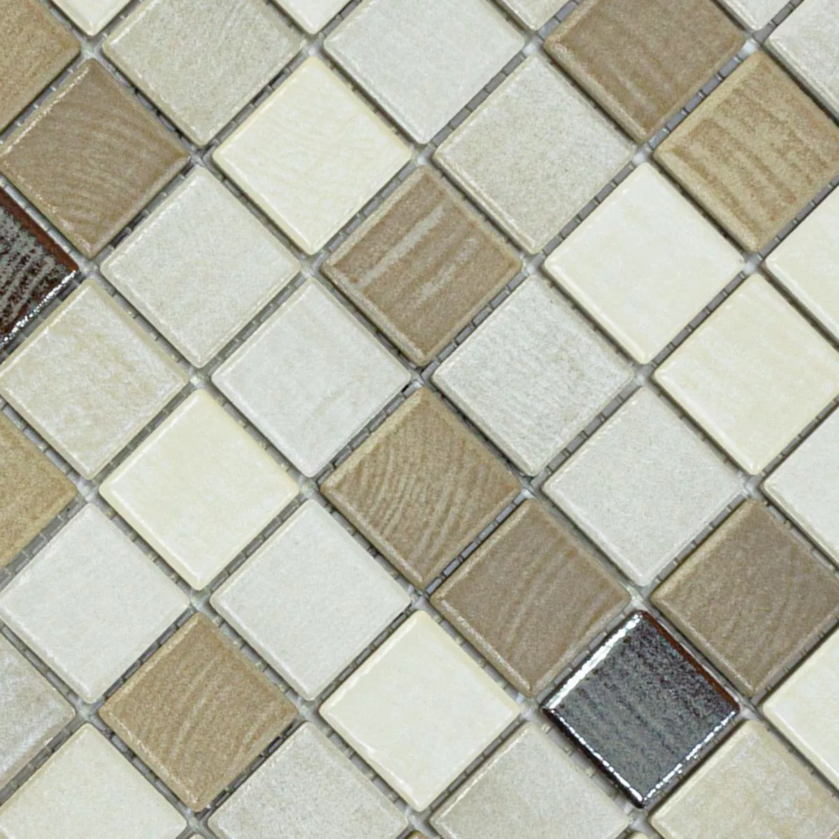 Mosaico Cerámico Azulejos Luminara Aspecto de Madera Marrón Plateado