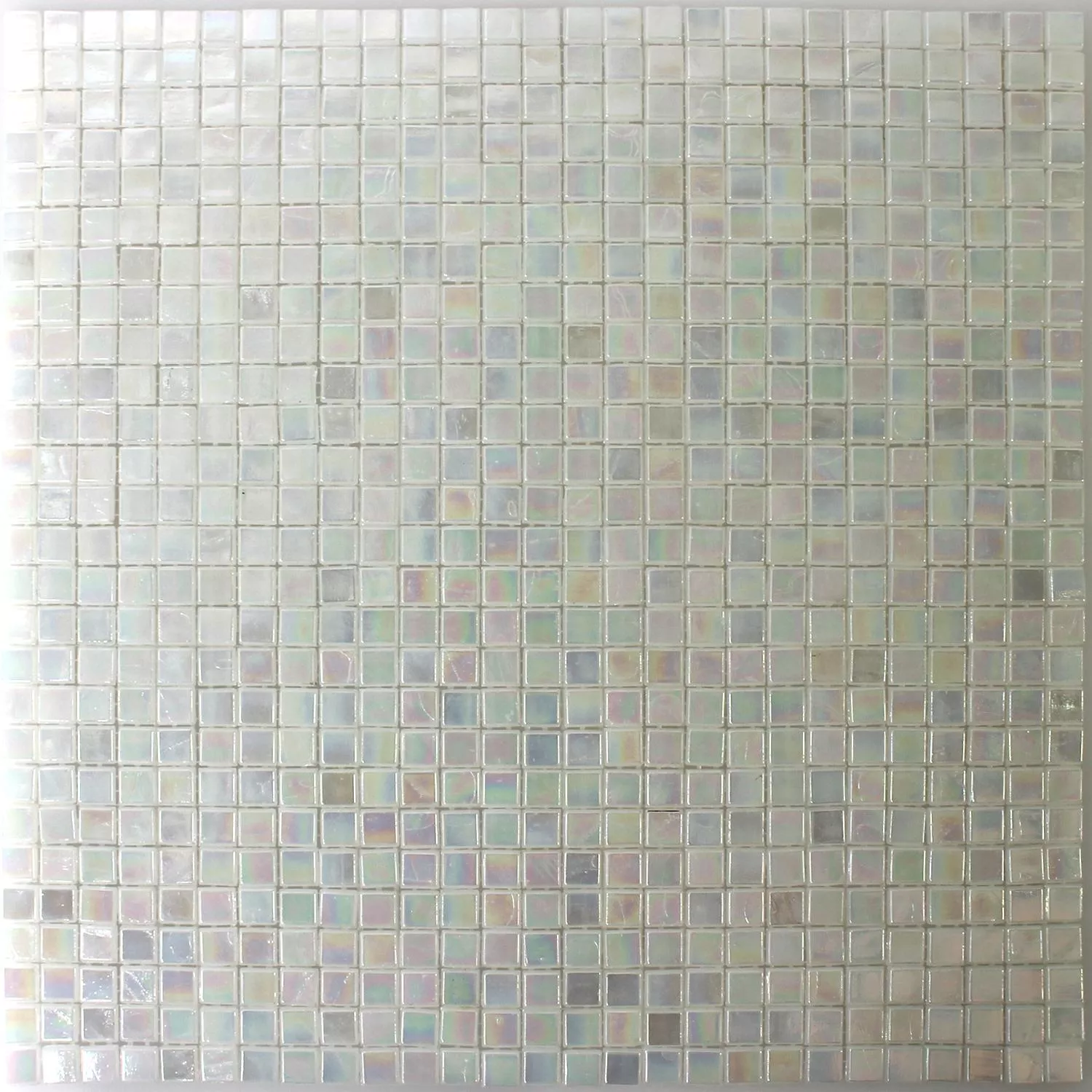 Muestra Azulejos De Mosaico Cristal Efecto Nacarado Blanco Beige