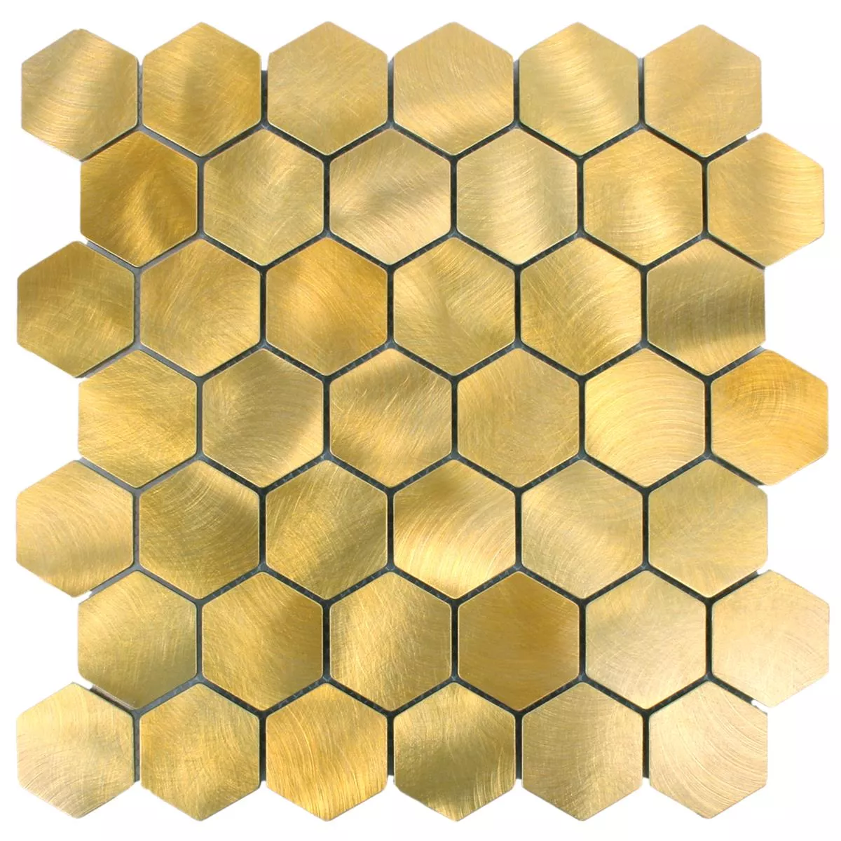 Muestra Azulejos De Mosaico Auminio Manhatten Hexagonales Oro