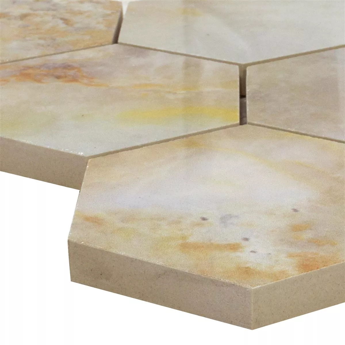 Mosaico Cerámico Azulejos Naftalin Hexagonales Marrón Blanco Mosaico Cerámico Azulejos Naftalin Hexagonales Marrón Blanco