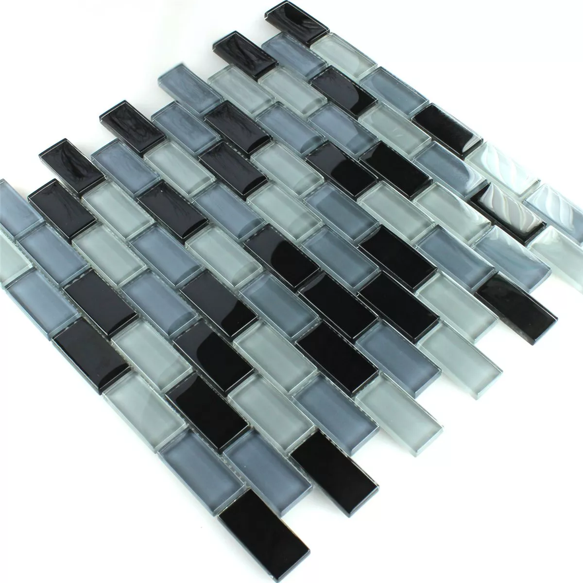 Azulejos De Mosaico Cristal Brick Negro