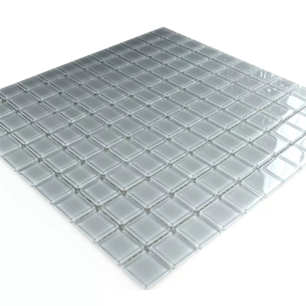 Mosaico De Cristal Azulejos 25x25x4mm Gris Uni