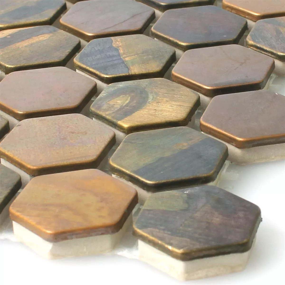 Azulejos De Mosaico Cobre Merkur Hexagonales Marrón 24