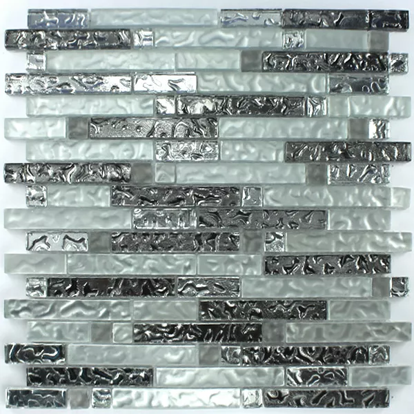 Muestra Mosaico De Cristal Azulejos Plateado Metal Gota De Agua